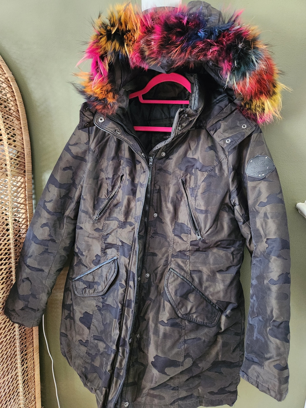 Oxygen Winter Coat with Removal Hood size Large Colorful Fringe
